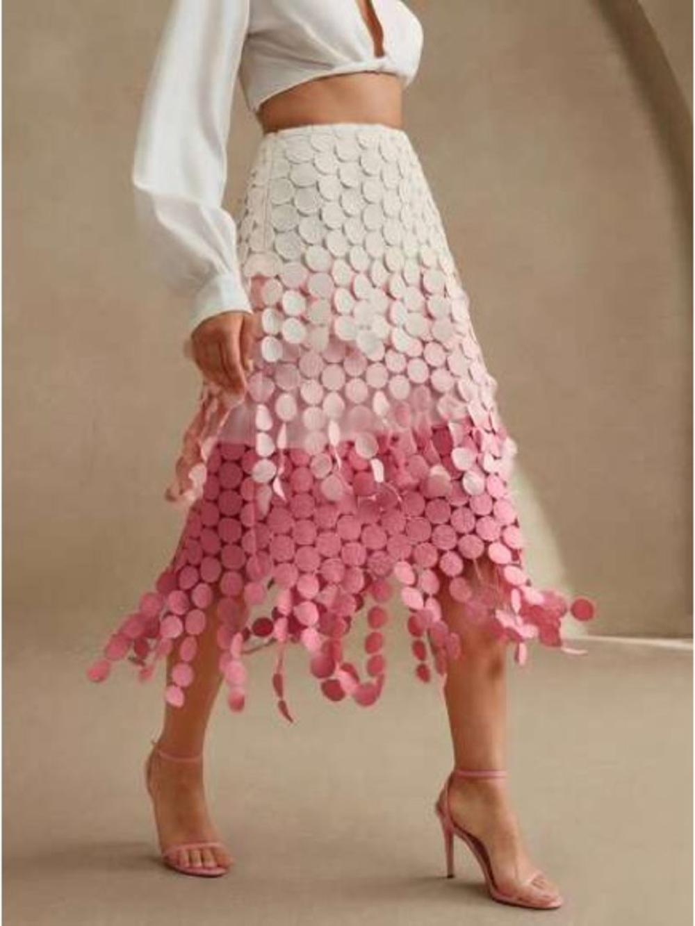 NWT Anewsta Pink & white Tassel Skirt size 4 (Small)